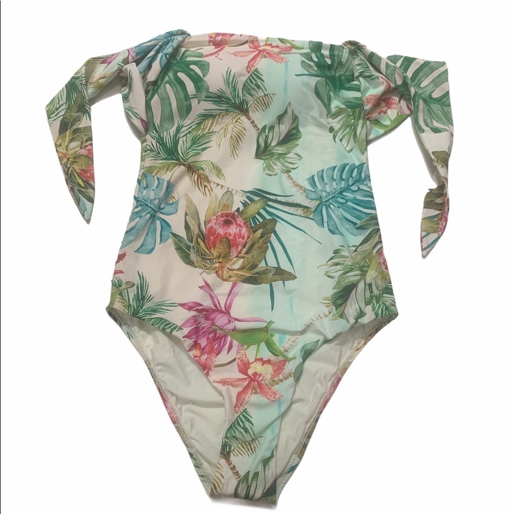 NWOT Pilyq Size Small Tulum Multi Tie One Piece Floral Swimsuit - Picture 7 of 11